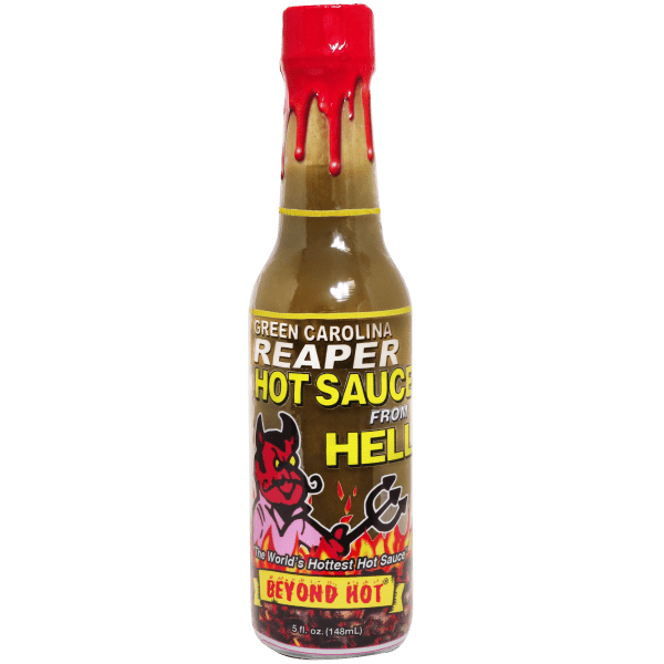 Green Carolina Reaper Hot Sauce from Hell